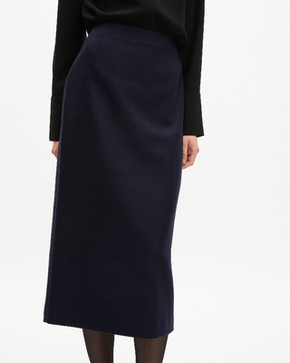 Long navy pencil skirt