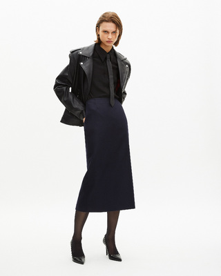 Long navy pencil skirt