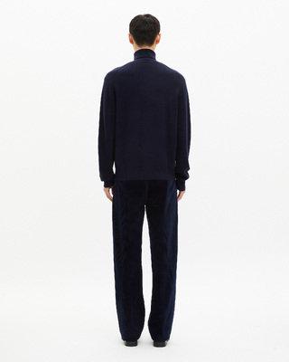 Navy cashmere turtleneck sweater