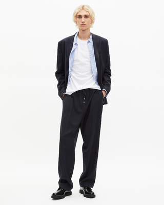 Straight-leg suit trousers in navy wool