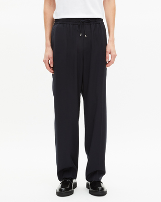 Straight-leg suit trousers in navy wool