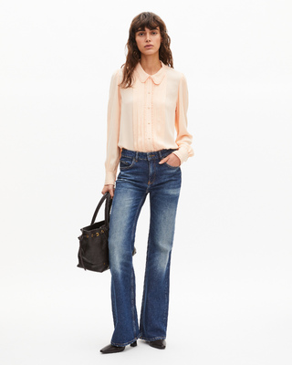 Shirt with peach pleat detail