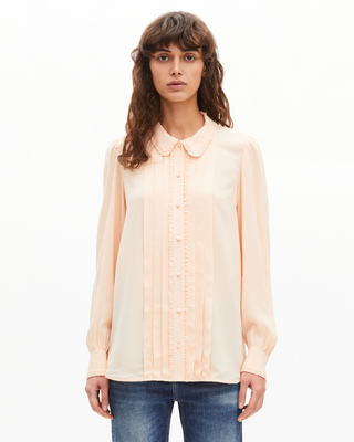Shirt with peach pleat detail