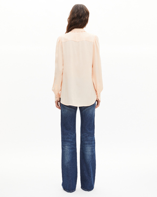 Shirt with peach pleat detail