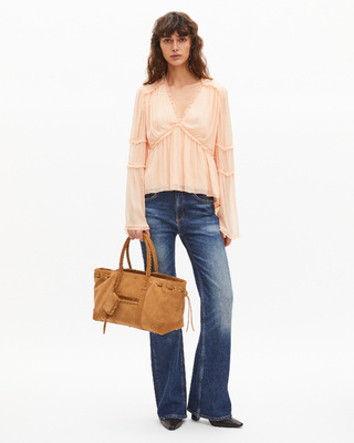 Top with peach ruffles