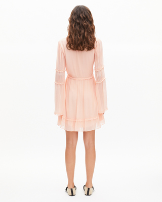 Short ruffled peach dress