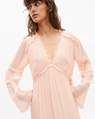 Short ruffled peach dress