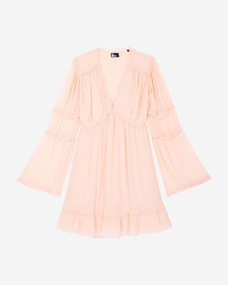 Short ruffled peach dress