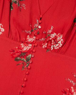 Red floral print maxi dress