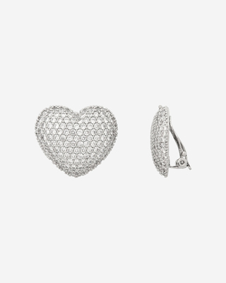 Silver clip-on heart earrings
