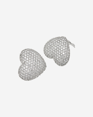Silver clip-on heart earrings