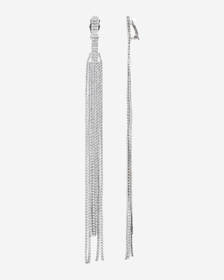 Long silver clip-on earrings