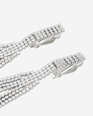 Long silver clip-on earrings