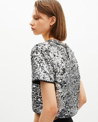 Silver sequin crop top