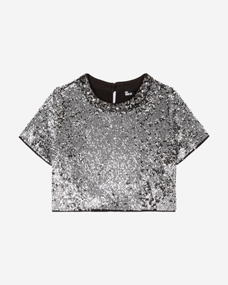 Silver sequin crop top