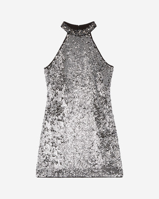 Short dress in silver sequins