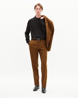 Straight-leg suit pants in brown wool