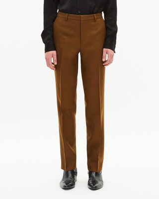 Straight-leg suit pants in brown wool