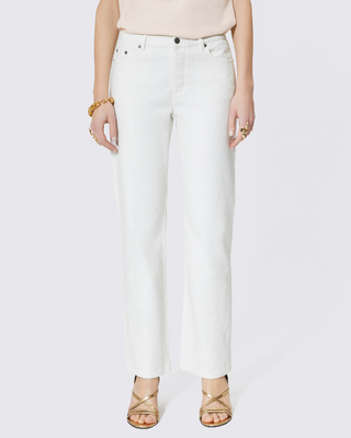 Off white coated straight jeans