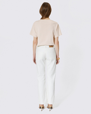 Off white coated straight jeans
