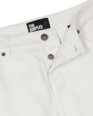 Off white coated straight jeans