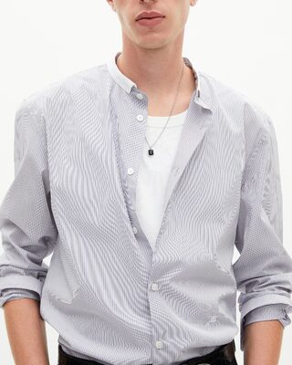 Light blue striped shirt with officer's collar