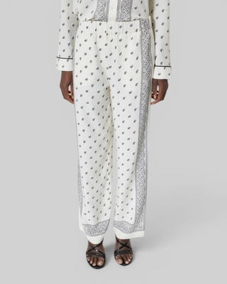 Straight-leg bandana print pants ecru