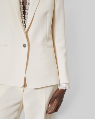 Suit jacket with ecru lace band