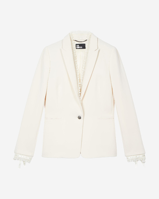 Suit jacket with ecru lace band