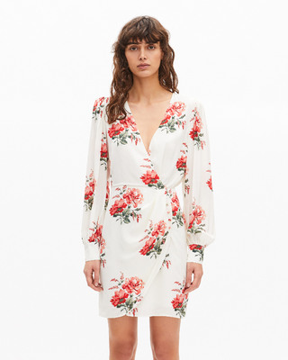 White floral print wrap dress