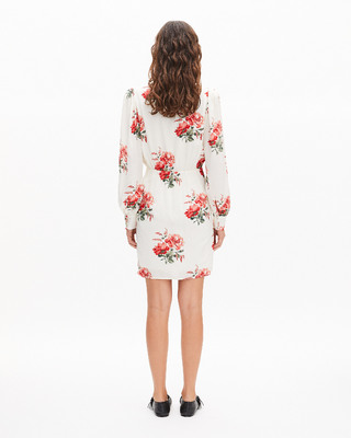 White floral print wrap dress