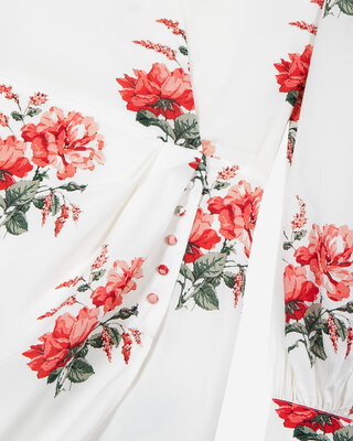 White floral print wrap dress