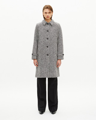 Black and white tweed long coat