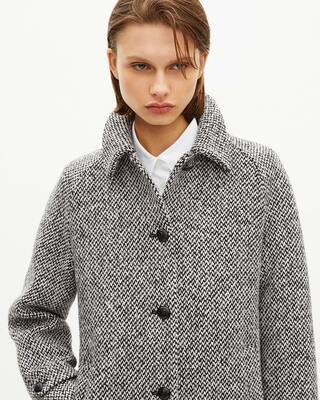 Black and white tweed long coat