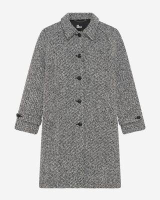 Black and white tweed long coat