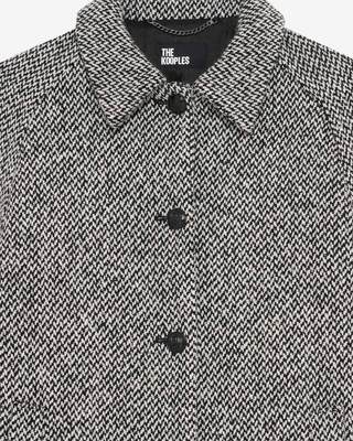 Black and white tweed long coat