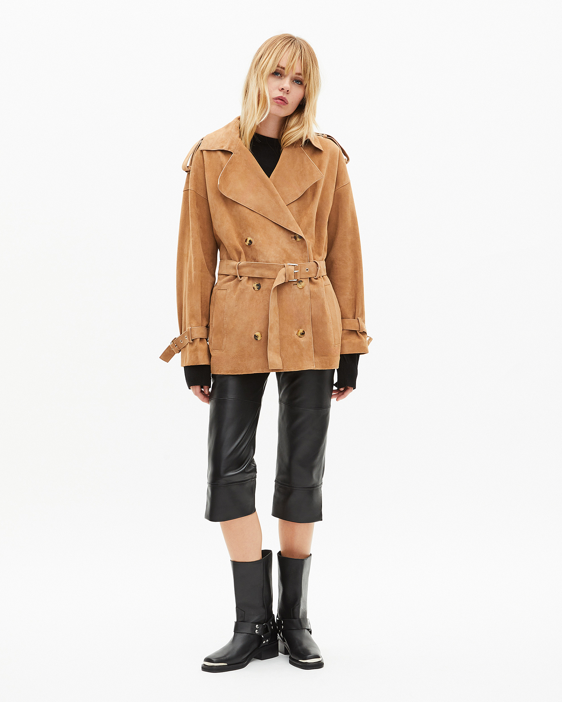 Beige leather jacket