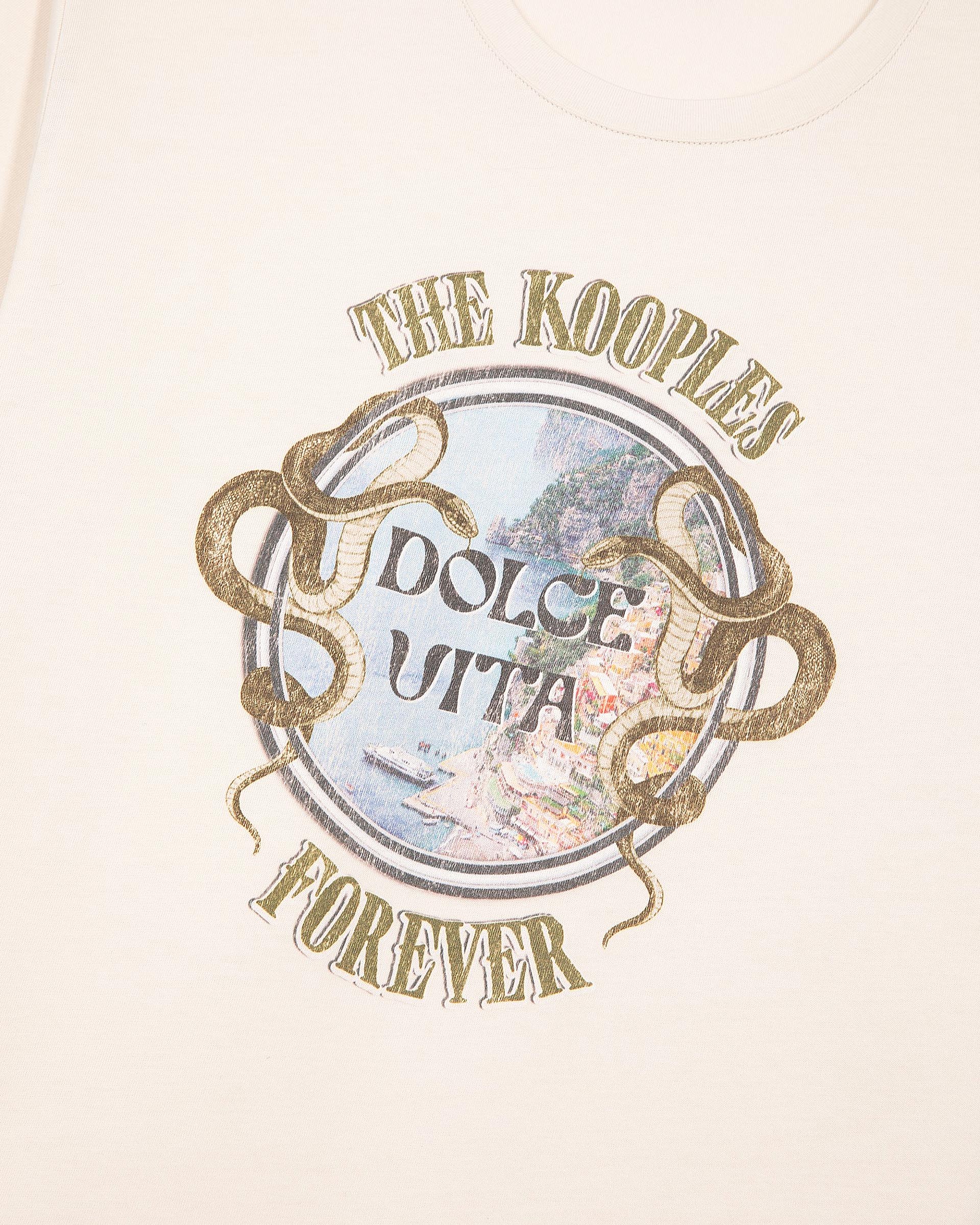 T-shirt with beige screen print
