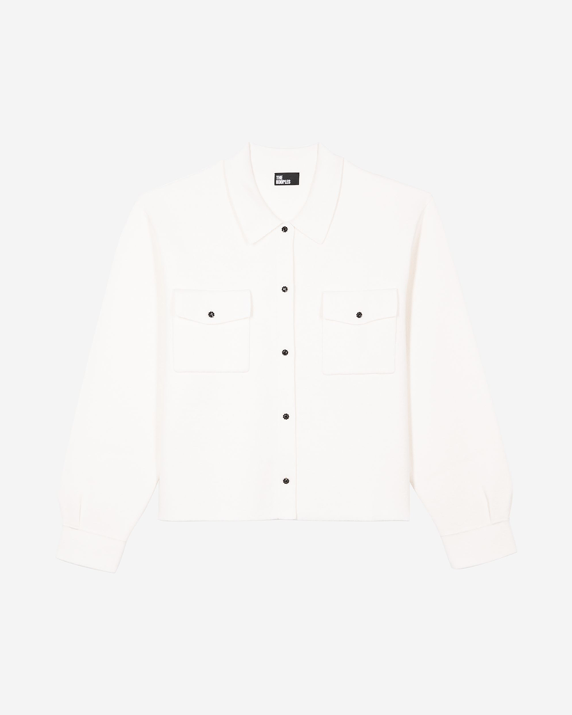 Cardigan in merino wool and ecru cotton