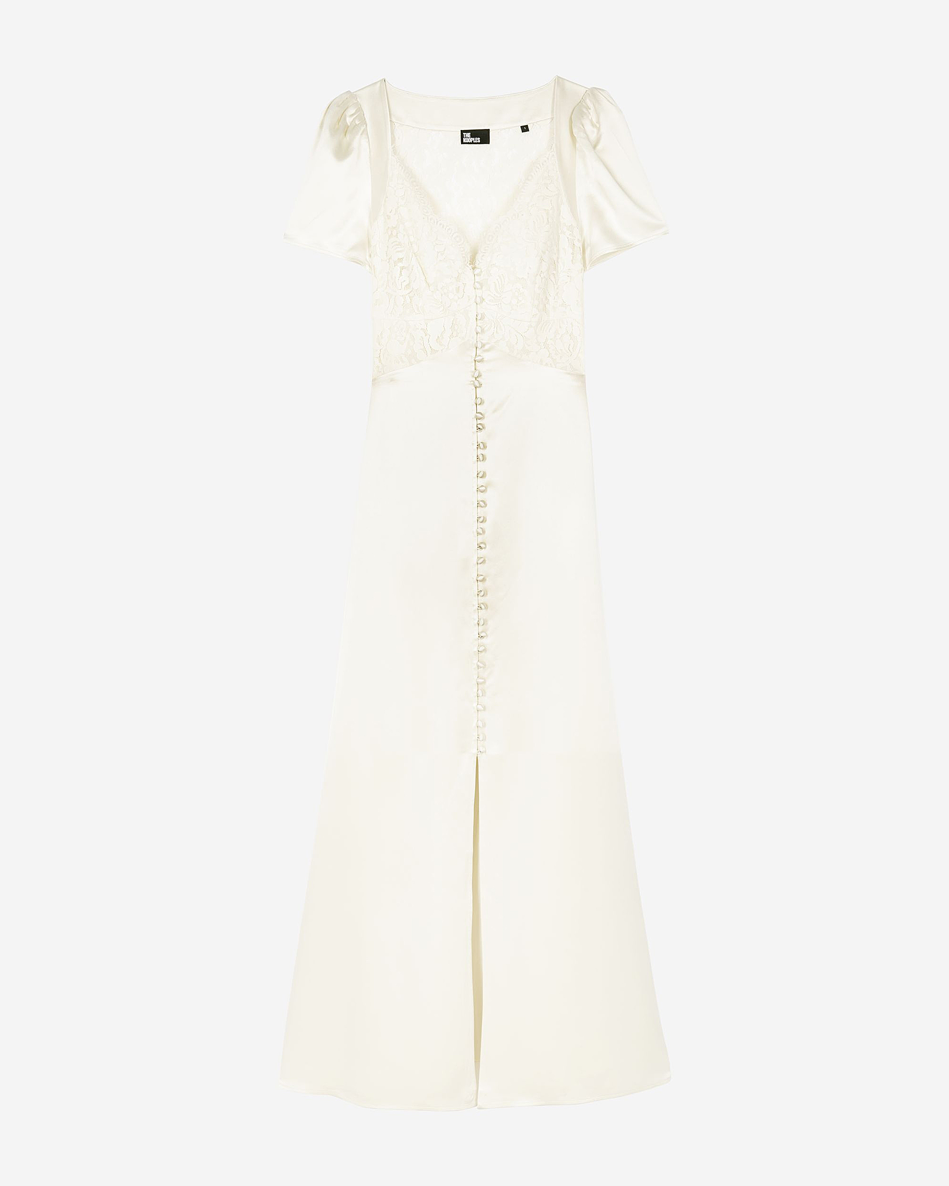 Long silk dress with ecru lace