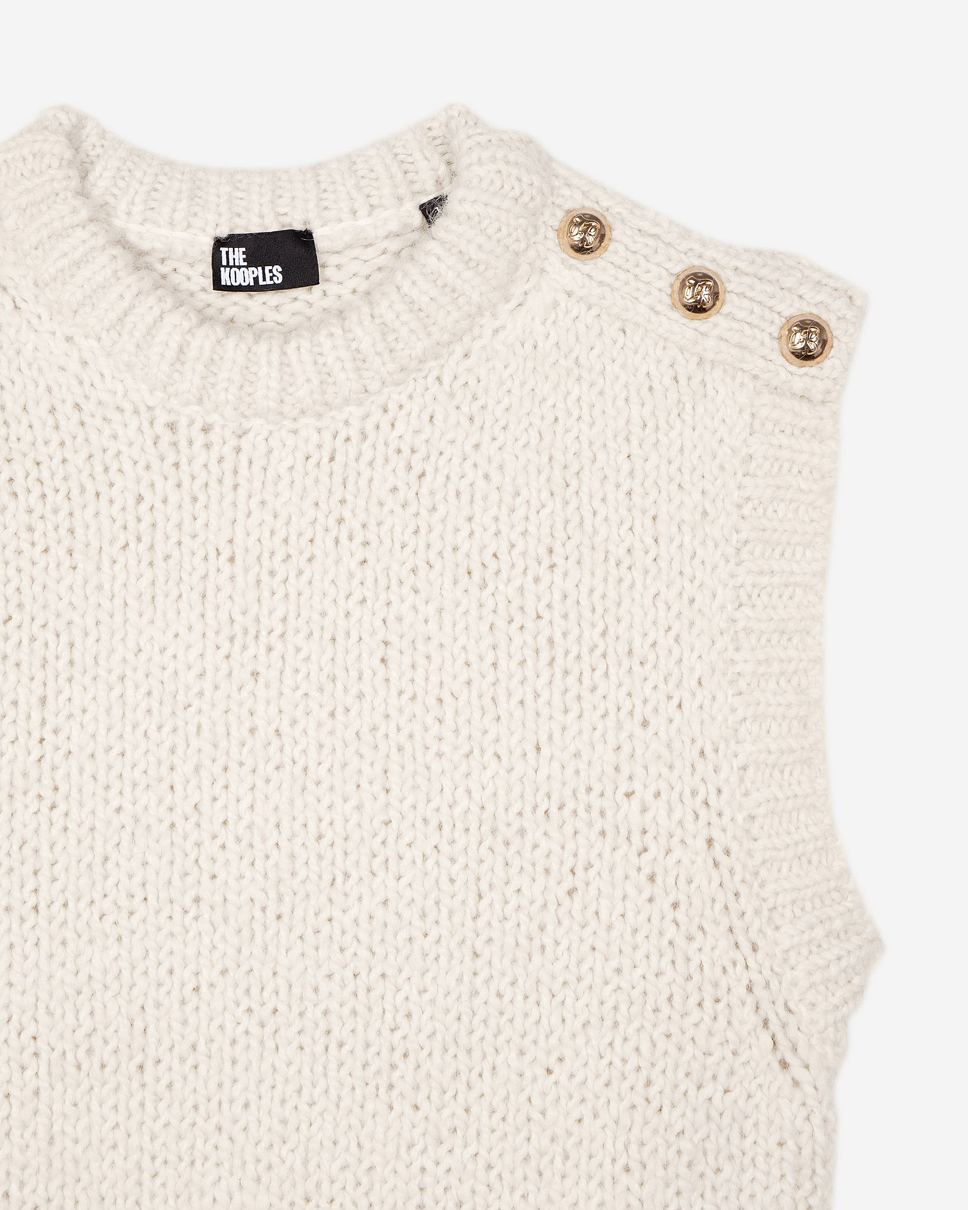 Sleeveless wool blend sweater ecru