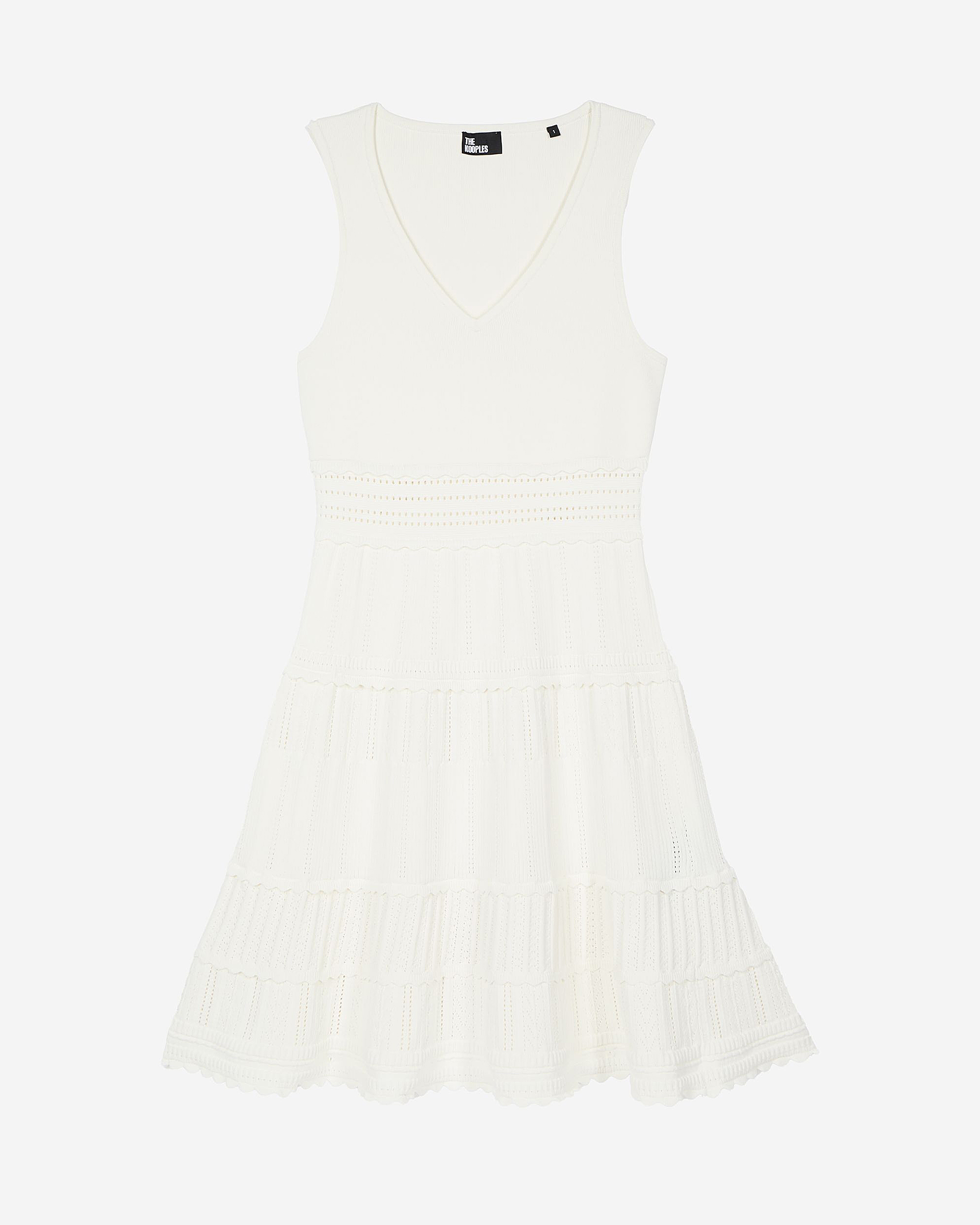 Short dress in ecru knit