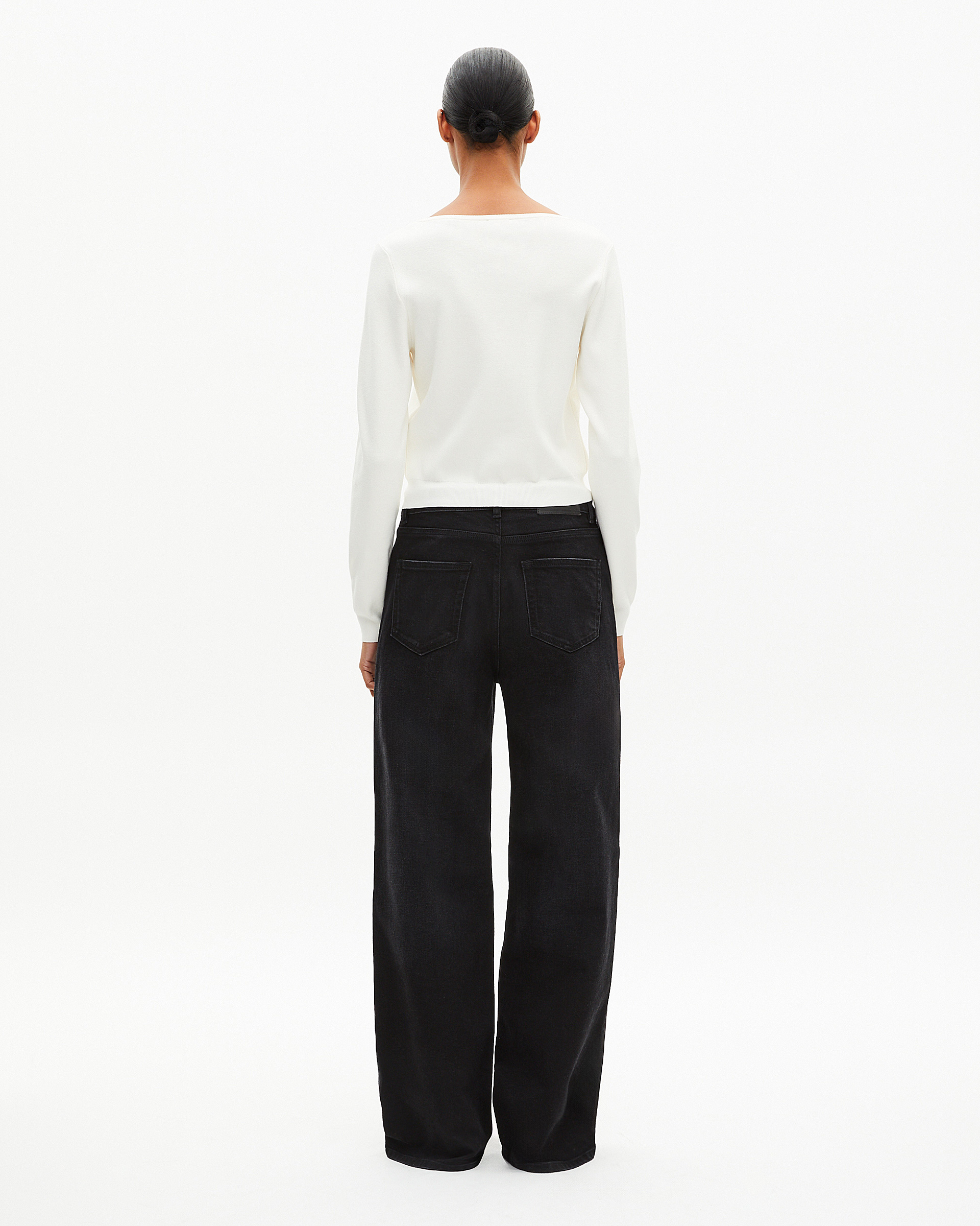 Trompe l'oeil effect sweater with ecru lace