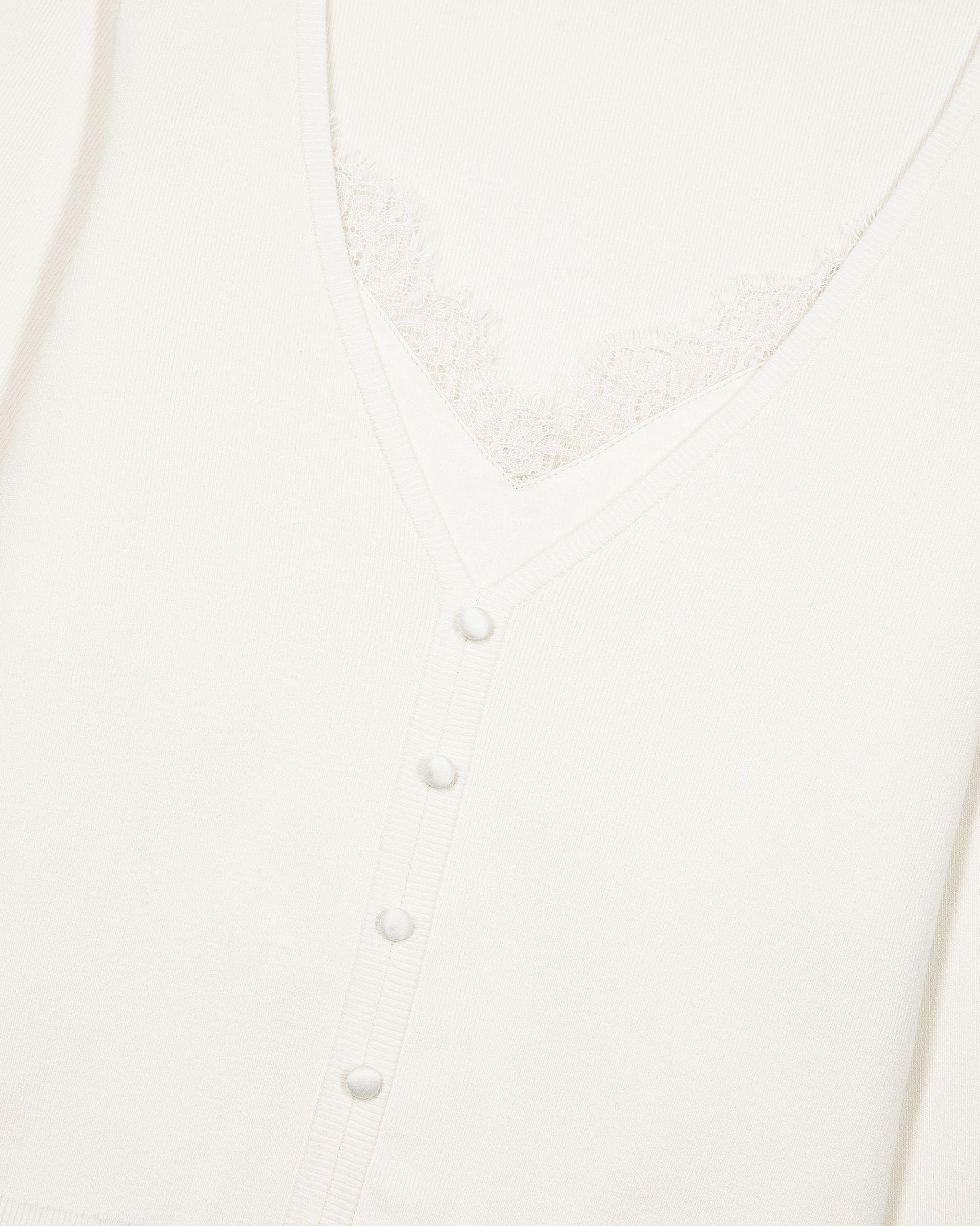 Trompe l'oeil effect sweater with ecru lace
