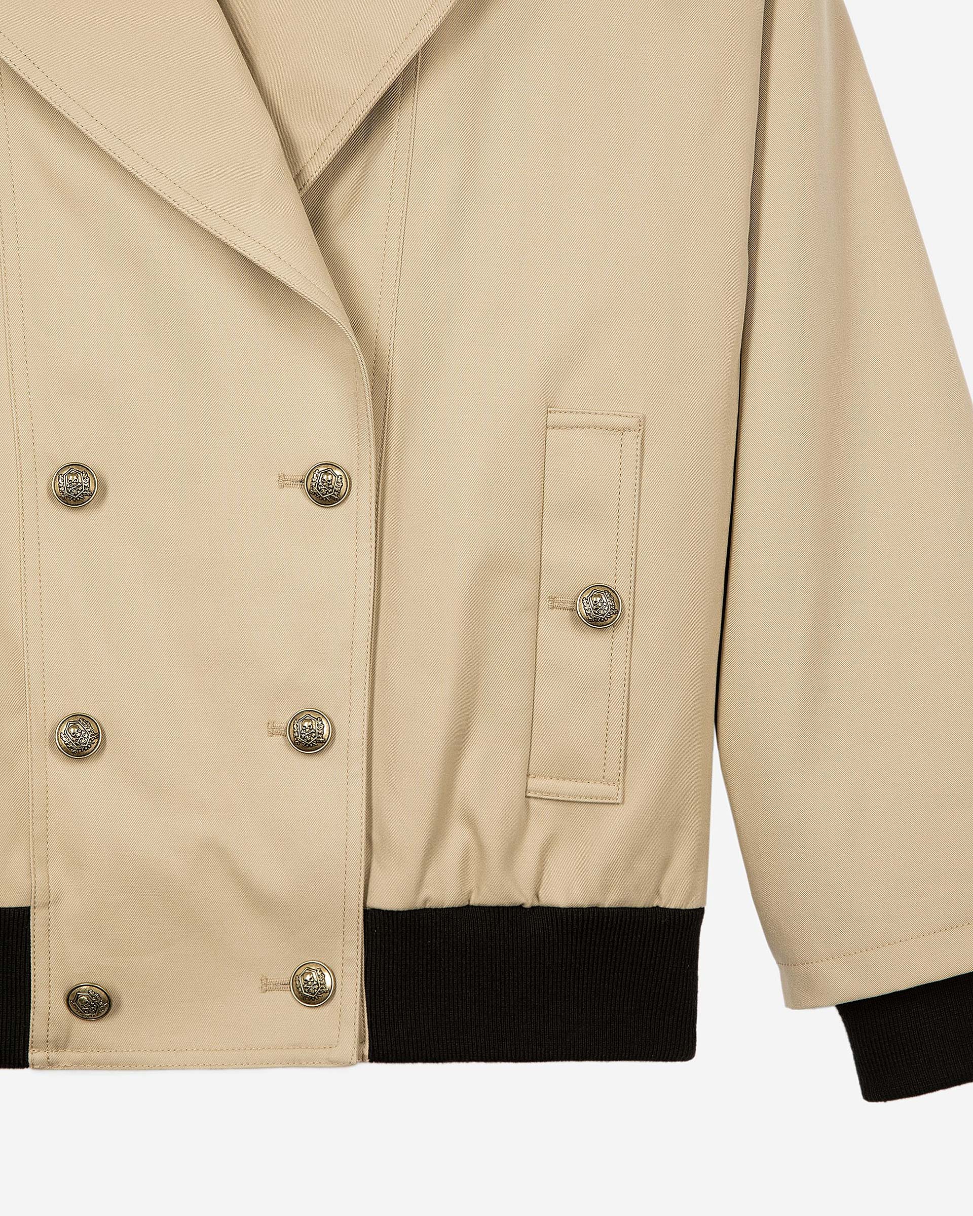 Short trench in beige cotton