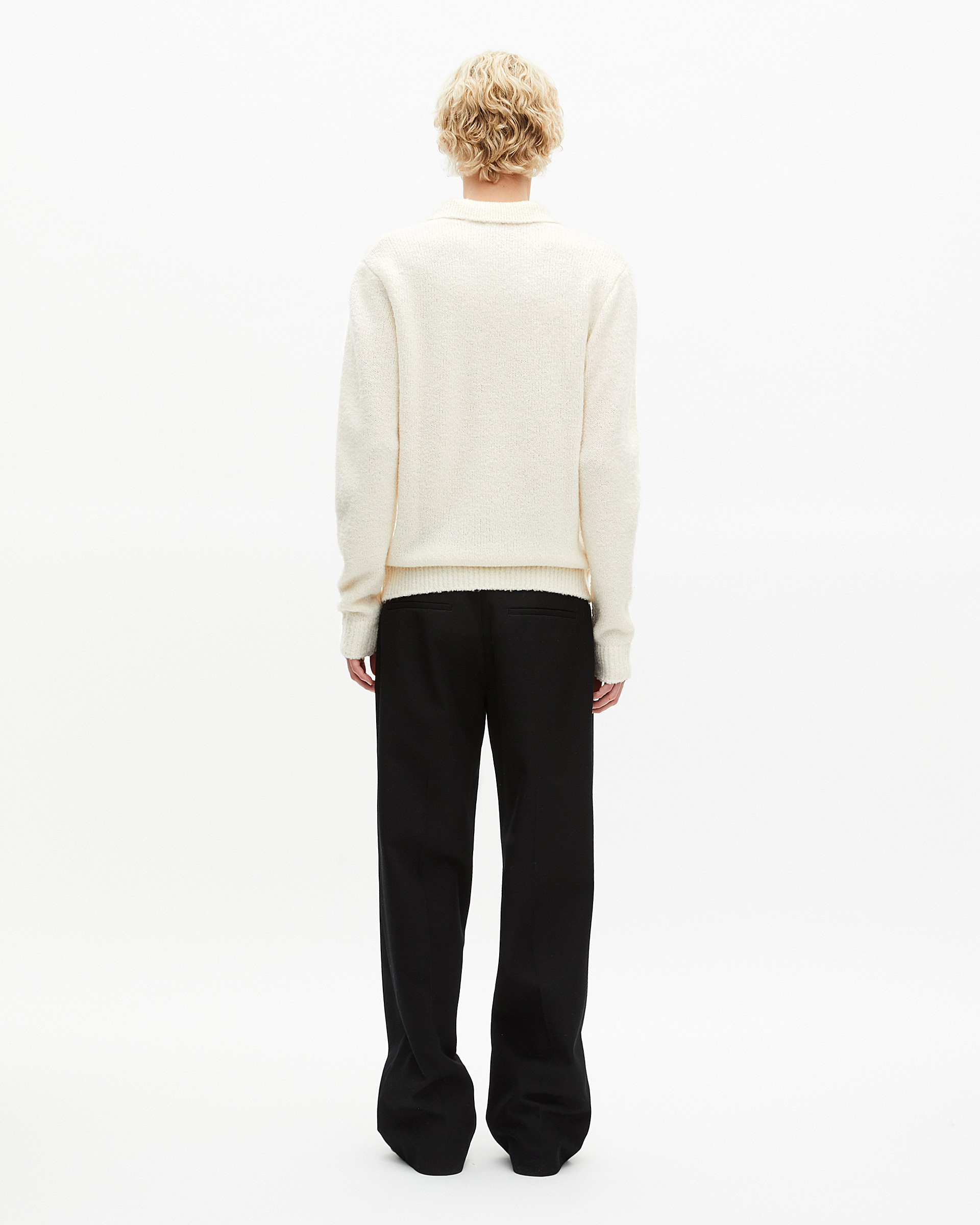 Beige wool tunisian collar sweater