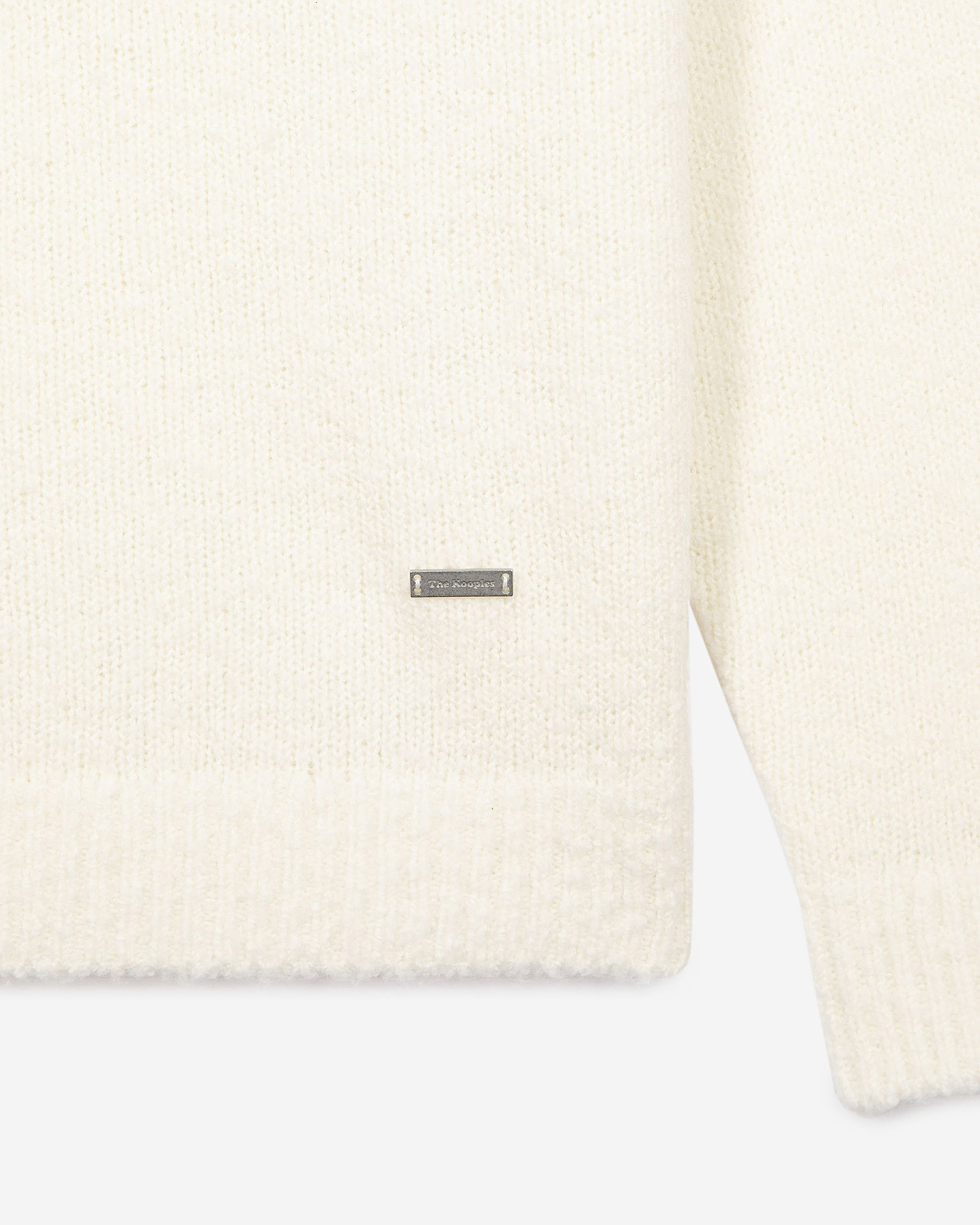 Beige wool tunisian collar sweater