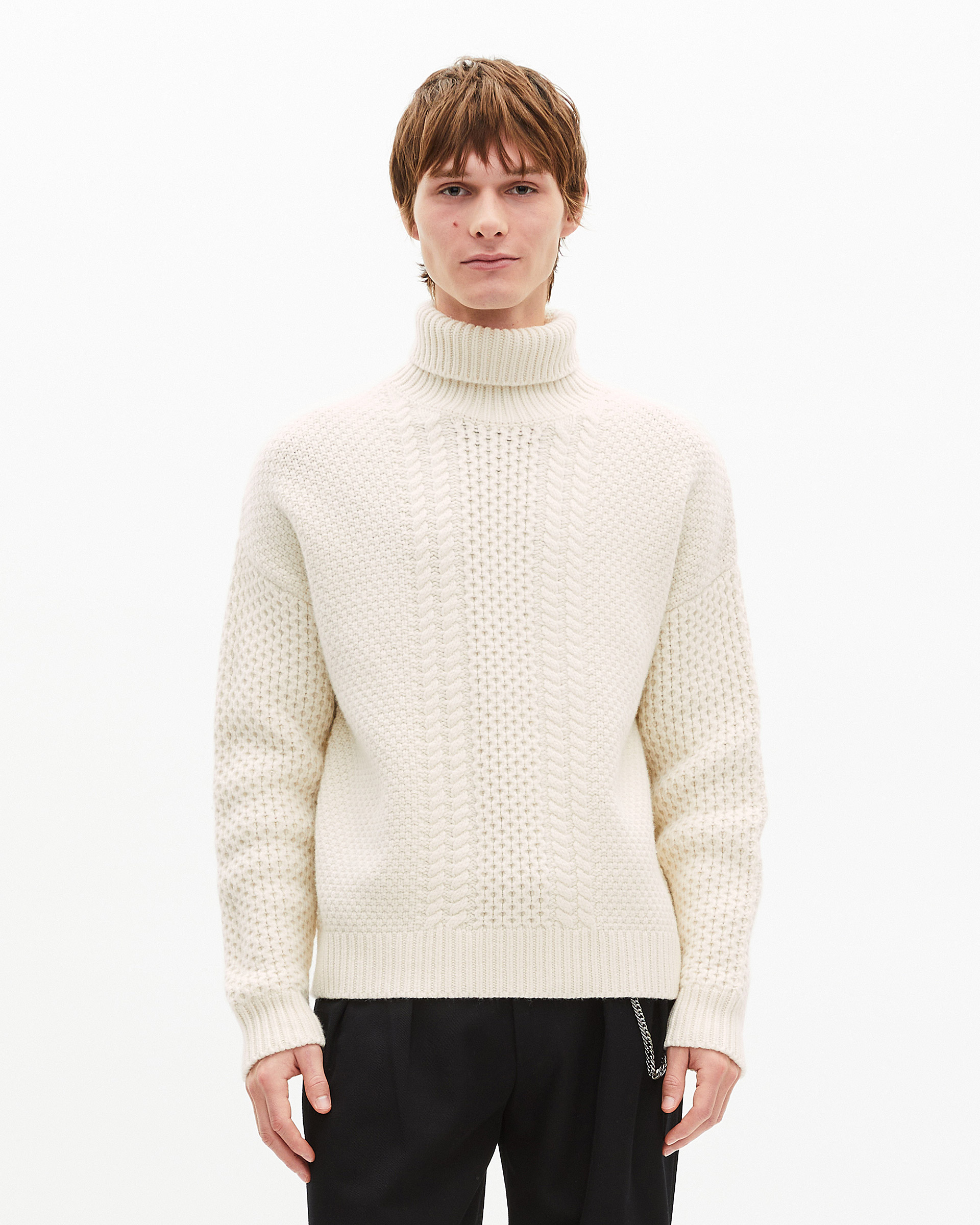 Beige wool cable sweater