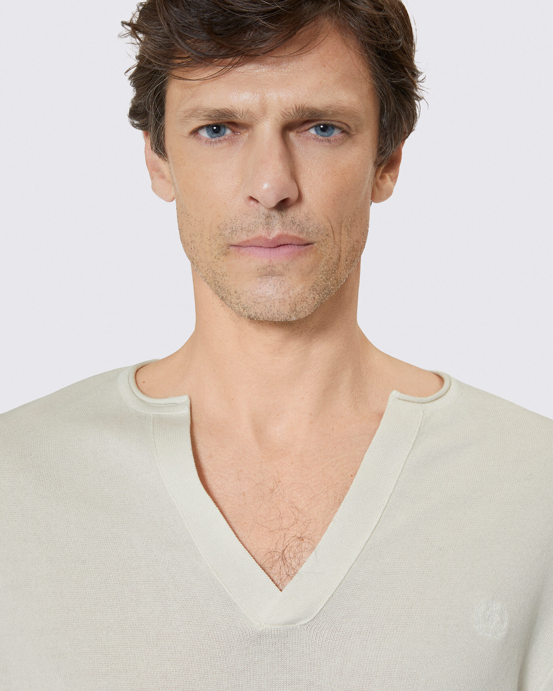 Beige tunic-neck sweater