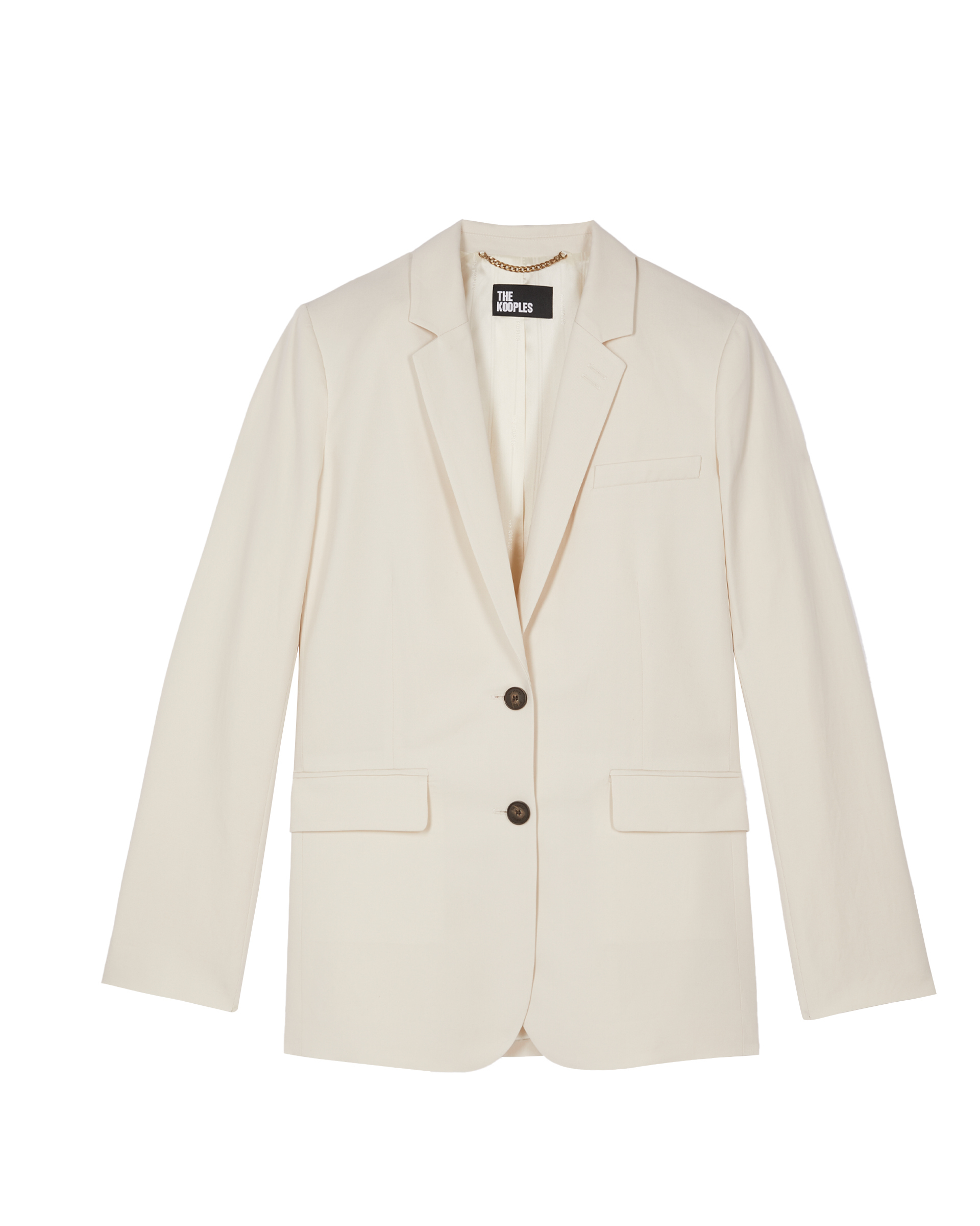 Straight suit jacket in ecru linen and cotton